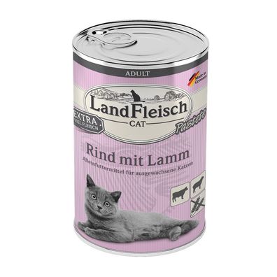 LandFleisch Cat Adult Pastete Rind mit Lamm 6 x 400g (9,13€/ kg)