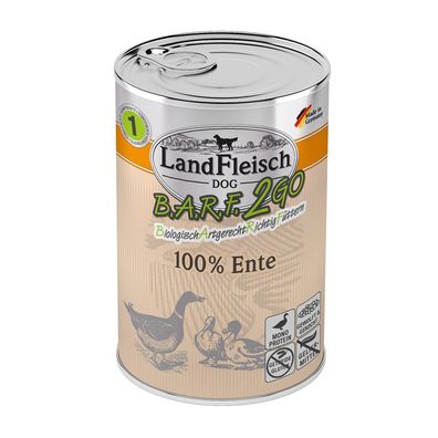LandFleisch B.A.R.F.2GO 100% von der Ente 6 x 400g (14,13€/ kg)