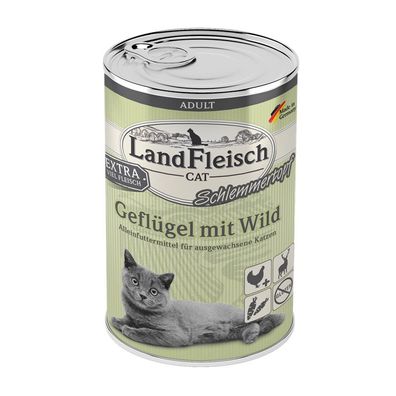 LandFleisch Cat Adult Schlemmertopf Geflügel mit Wild 6 x 400g (9,13€/ kg)