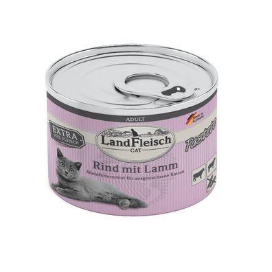 LandFleisch Cat Adult Pastete Rind mit Lamm 12 x 195g (11,92€/ kg)