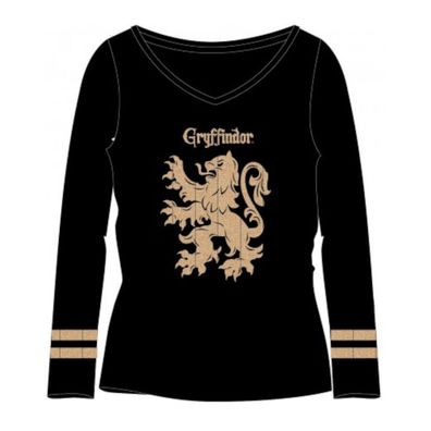 Harry Potter Langarm-Shirt - Glitzerndes Gryffindor Wappen, schwarz-gol...