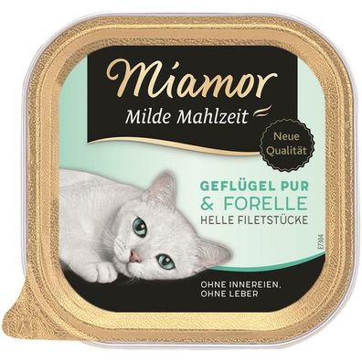 Miamor Schale Milde Mahlzeit Geflügel & Forelle 16 x 100 g (18,69€/ kg)