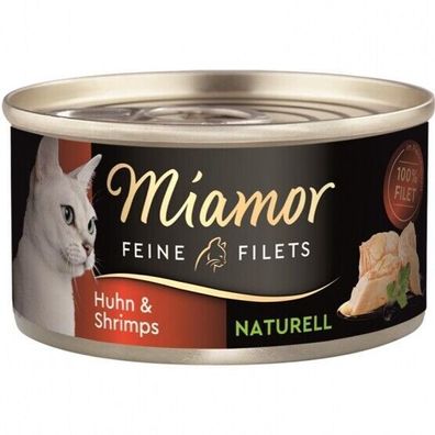 Miamor Dose Feine Filets Naturelle Huhn & Shrimps 48 x 80 g (19,24€/ kg)