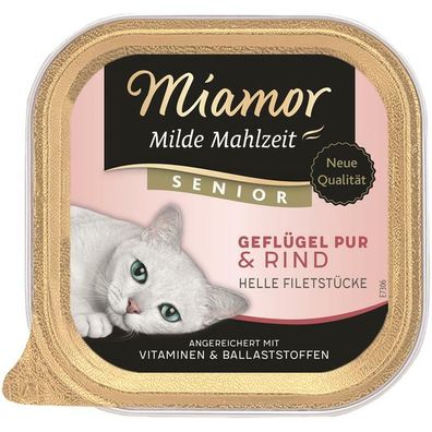 Miamor Schale Milde Mahlzeit Senior Geflügel & Rind 16 x 100 g (18,69€/ kg)