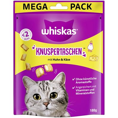 Whiskas Snack Knuspertaschen Huhn & Käse 4 x 180g (55,42€/ kg)