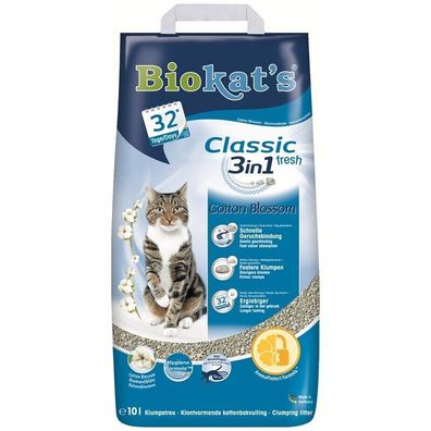 Biokats classic 3 in 1 fresh Cotton Blossom - Papiersack 10 L (2,79/ L)