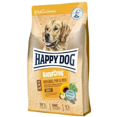 Happy Dog NaturCroq Geflügel pur & Reis 4 x 1 kg (7,48€/ kg)