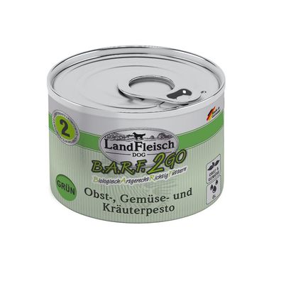 LandFleisch B.A.R.F.2GO Obst-, Gemüse und Kräuterpesto Grün 12 x 200g (15,79€/ kg)