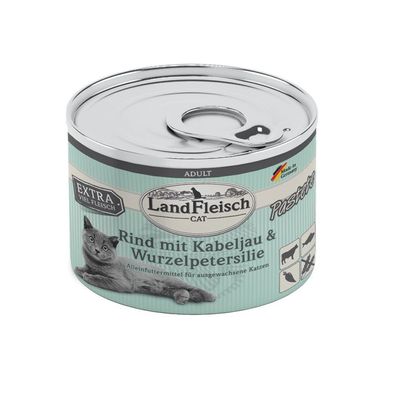 LandFleisch Cat Adult Pastete Rind mit Kabeljau & Petersi. 12 x 195g (11,92€/ kg)