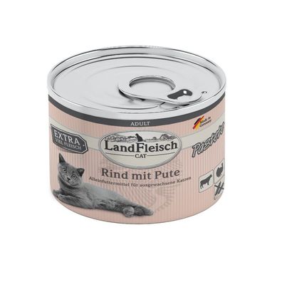 LandFleisch Cat Adult Pastete Rind mit Pute 12 x 195g (11,92€/ kg)