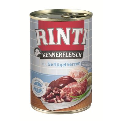 Rinti Dose Kennerfleisch Geflügelherzen 24 x 400g (6,66€/ kg)