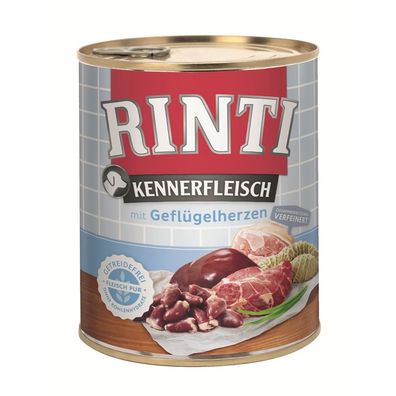 Rinti Dose Kennerfleisch Geflügelherzen 12 x 800g (6,24€/ kg)