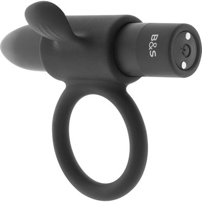 BLACK&amp; SILVER- Cameron Rechargeable Vibrating RING BLACK