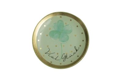 Gift Company Love Plates, Glasteller S, Viel Glück, rund, mint, 1118403043 1 St