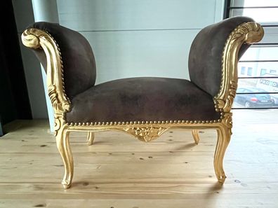 Barock Möbel Ottoman Brown French Baroque Style in Handmade Gold Finish