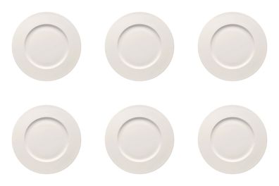 6 x Speiseteller 28 cm Fahne - Rosenthal Brillance BONE CHINA WEISS - 10530-800001-10