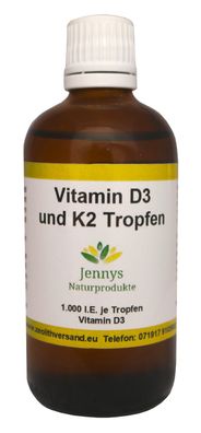Vitamin D3 + K2 Tropfen - 100 ml - Herstellung in Deutschland