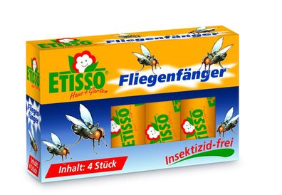 0,96€/ St.)Etisso Fliegenfänger 3x 4 Stück Klebestreifen Falle Bekämpfung Fänger