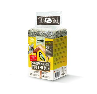 18,89€/ kg) Delicia Sonnenblumen Futter-Mix 500 g ganzjahres Futter für Vögel