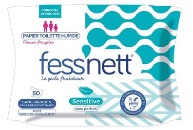 DE) Fessnett, Sensitive, Feuchtes Toilettenpapier, 50 Stk.