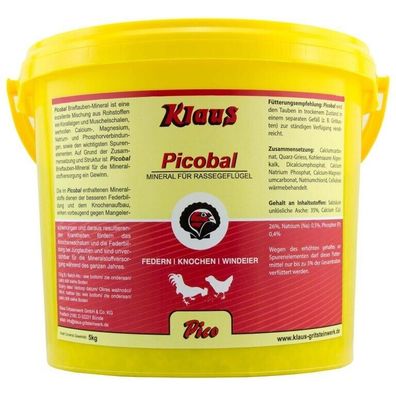 3,79€/ kg) Klaus Picobal Geflügel-Mineral 5 kg Rassegeflügel Mineral Huhn Hühner