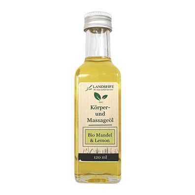 Körper- und Massageöl Mandel & Lemon, Landseife Naturkosmetik, 100% Bio, handgefertig