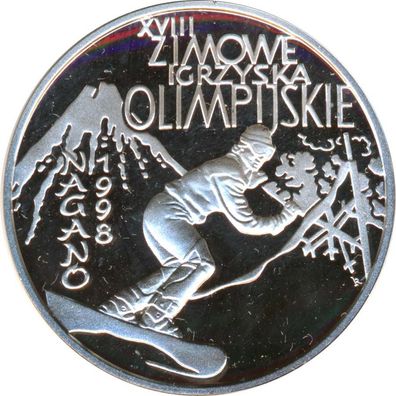 Polen 10 Zlotych 1998 PP Winter-Olympiade 1998 in Nagano Silber*