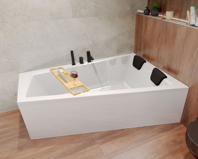 Badewanne Rechteck 160x90 Rechts + Bambus Ablage | Ablauf VIEGA & Füße GRATIS !
