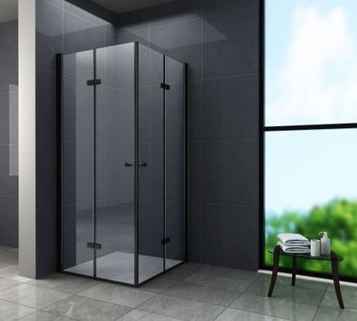 Duschkabine CLAP - schwarz 80 x 90 x 195 cm ohne Duschtasse