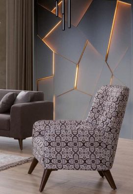 Design Sessel Stoff Einsitzer Möbel Relax Sitz Design Couch Textil Wohnzimmer