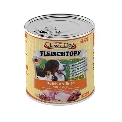Classic Dog Adult Fleischtopf Pur Reich an Ente 12 x 800g (4,99€/ kg)