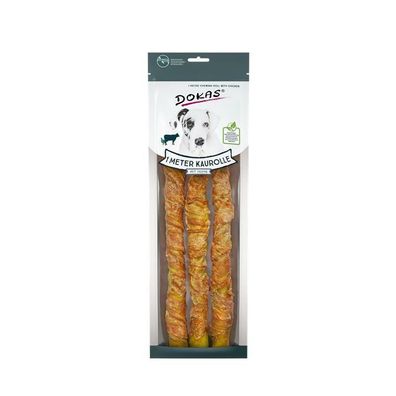 Dokas Dog Snack 1 m Kaurolle aus Rinderhaut mit Huhn 8 x 315g (29,33€/ kg)