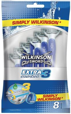 Wilkinson Extra 3 Essentials Rasierer: Premium 8 Stk.