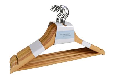 Holz-Kleiderbügel mit Steg 8er-Set Rockbügel Hosenbügel Garderobenbügel Bügel