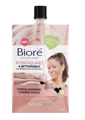 Biore Rosenquarz Gesichtsmaske 50ml - Stressabbauende Tonerdemaske