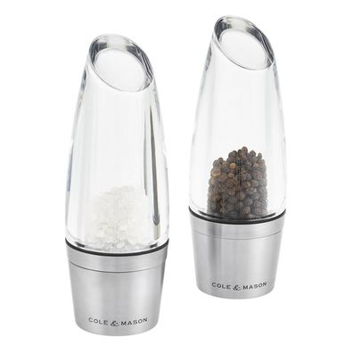 Cole & Mason 2-tlg. Salz- & Pfeffermühlen Gewürzmühle Set 16 cm mit Edelstahlfuß
