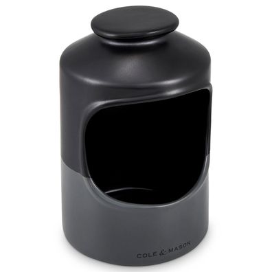 Cole & Mason schwarzes rundes Keramik Salzfass Behälter für 250 gr. Salzkörner