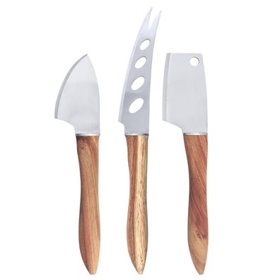 Swissmar Käsemesser-Set aus Edelstahl Messer 3-teilig mit Griffe aus Akazienholz