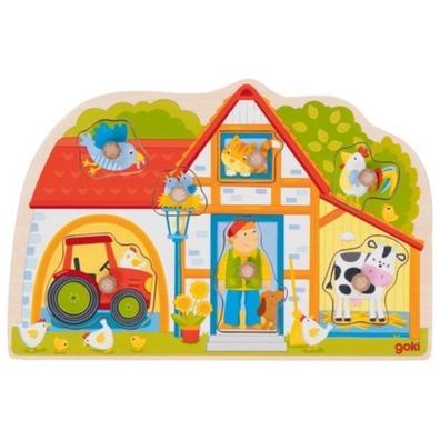 goki Steckpuzzle Unser Bauernhaus 7tlg. aus Holz Holzspielzeug 57349 Kinder NEU