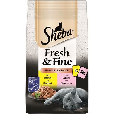 Sheba MP Fresh & Fine in Sauce Huhn & Lachs 72 x 50g (21,08€/ kg)