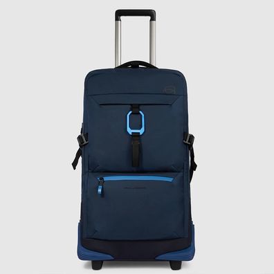 Piquadro Corner 2.0 Reisetasche mit Rollen aus recyceltem Stoff Blu