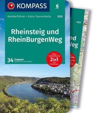 Kompass Wanderf?hrer Rheinsteig RheinBurgenWeg, 34 Etappen mit Extra-Touren ...