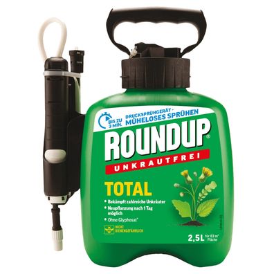 Roundup Unkrautfrei Total - mit Drucksprühsystem - 2,5 Liter