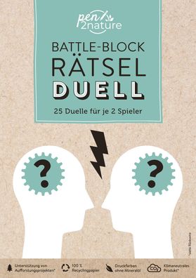 Battle-Block R?tsel-Duell | Spieleblock mit 25 Duellen f?r je 2 Spieler,