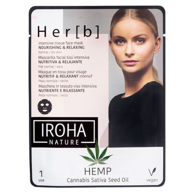 Iroha Nature Cannabis Tuchmaske, 20g - Nährende & Entspannende Gesichtsmaske