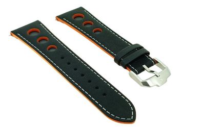 Junghans Chronoscope | Ersatzband 23mm Leder schwarz/ orange | 014/4200