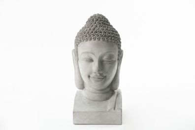 Gartenfigur Dekofigur Beton Buddha Figur Asiatisch Frosfest 50cm Höhe Grau