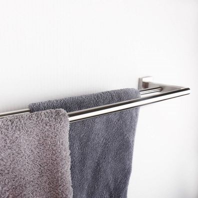 Doppel-Handtuchstange Edelstahl matt gebürstet eckige Sockel Handtuchhalter Perth