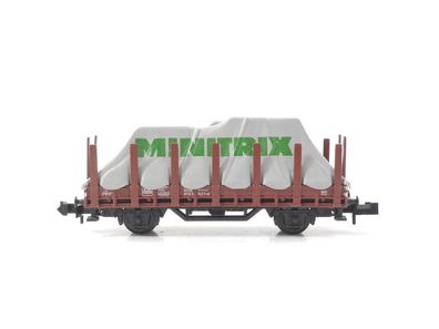 Minitrix N 3266 Güterwagen Rungenwagen mit Plane DB