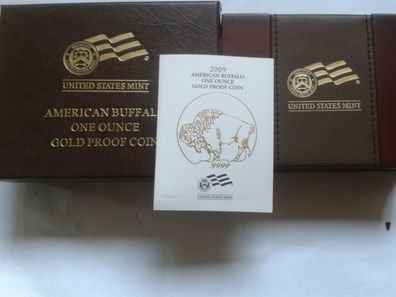 Box Etui Zertifikat für 50$ 2009 PP USA Buffalo Büffel 1 Unze Gold - OHNE Münze